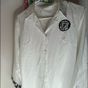 white long sleeve button up shirt dress